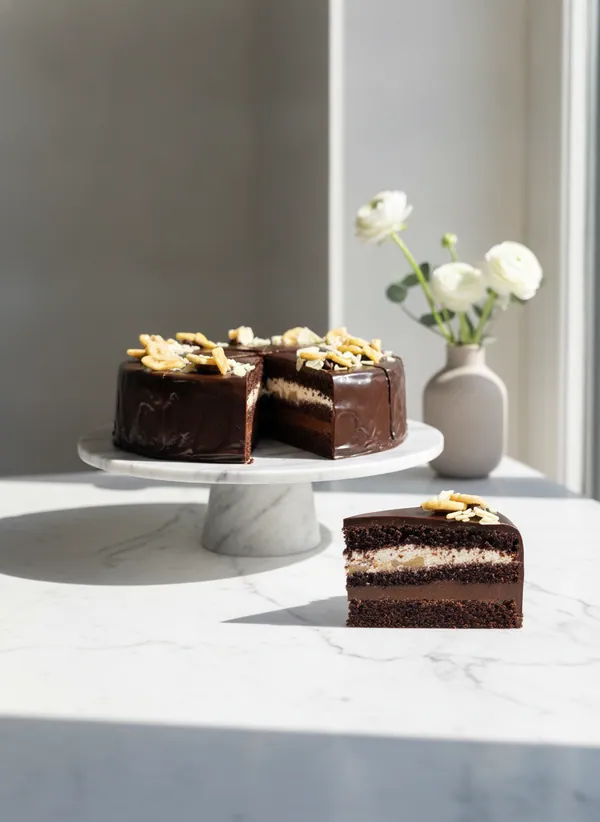 Belgická čokoládová torta s banánom