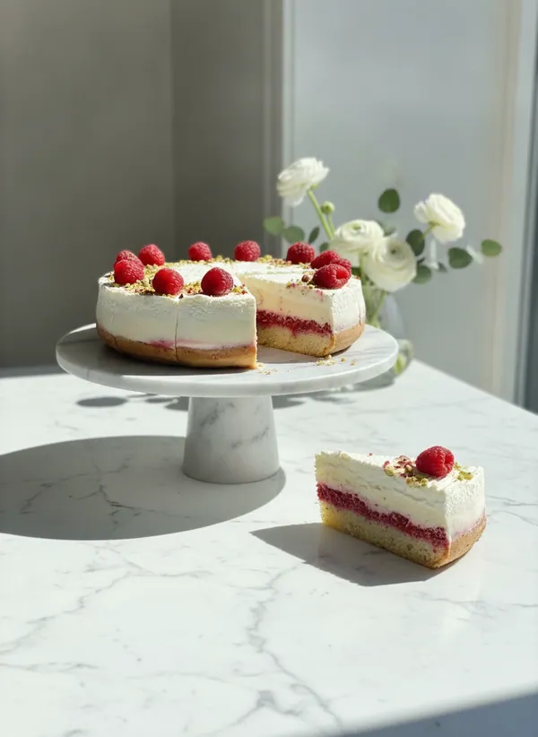 Ľahučký cheesecake s malinami
