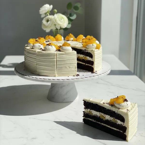 Mangová torta s bielou čokoládou