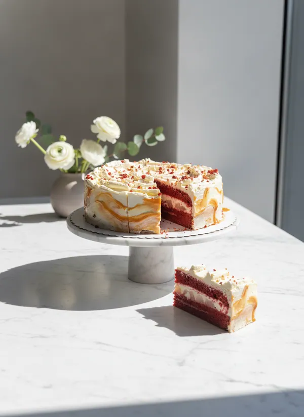 Red Velvet s hruškami a karamelom