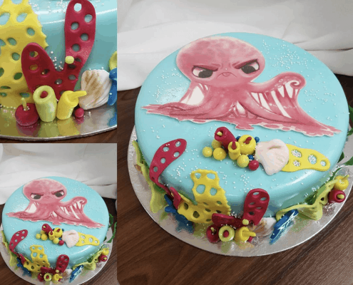 Detská torta s chobotnicou a koralmi