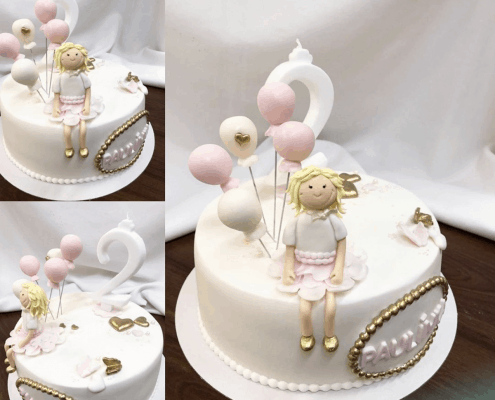 Detská torta s postavičkou dievčatka so zlatými topánkami