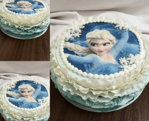 Detská torta s elzou Frozen s volánikmi