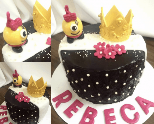 detská čokoládová torta s príšerkou a zlatou korunkou
