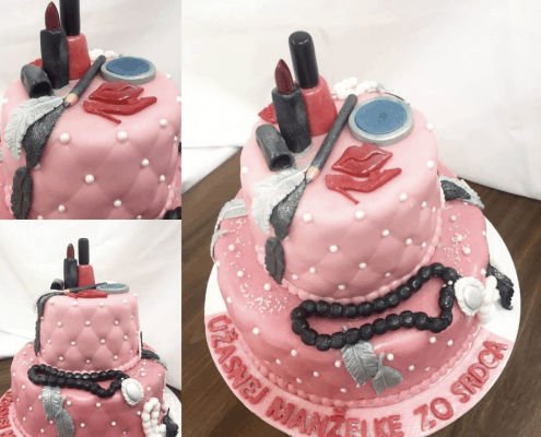 Narodeninová torta so šminkami a make upom pre dámu