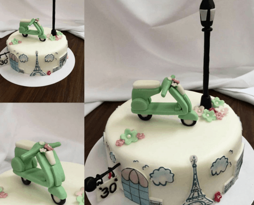 Narodeninová torta s panorámou paríža