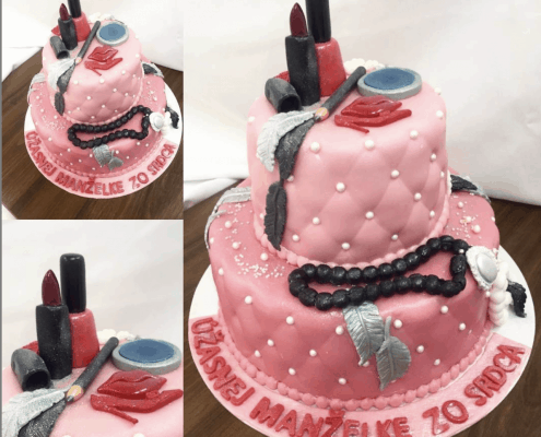 Narodeninová torta pre ženu so šminkami