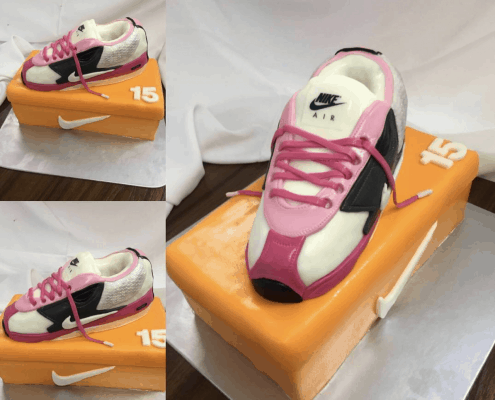 Narodeninová torta s krabicou od tenisiek nike