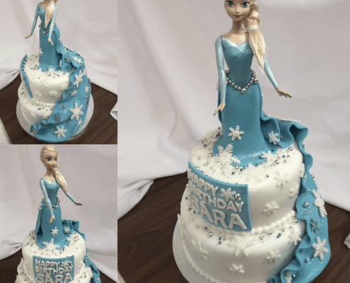 Detská torta s 3d elzou v krásnych šatách